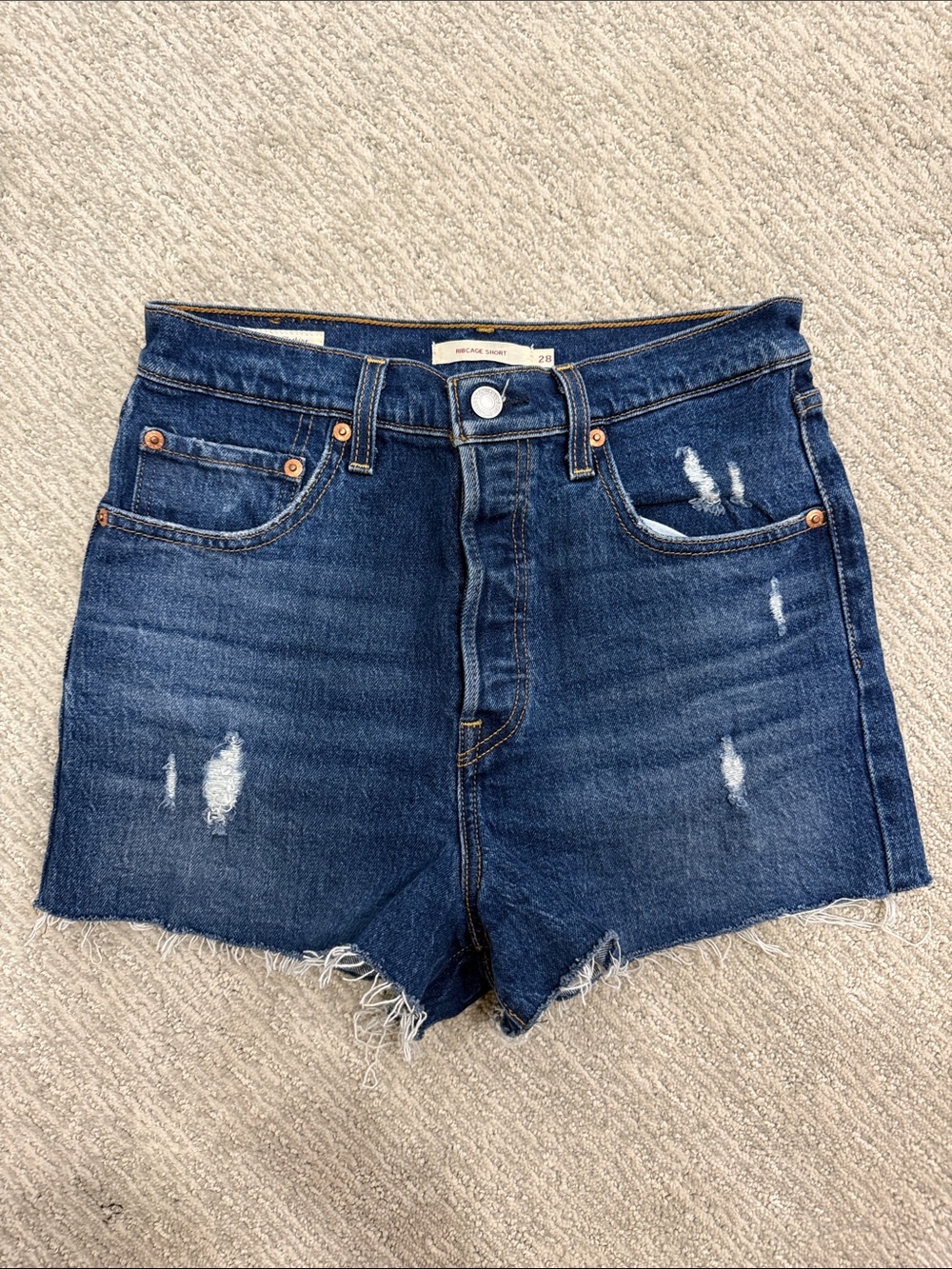 Levi’s Denim High-Rise Distressed Women’s Shorts - Dark Blue